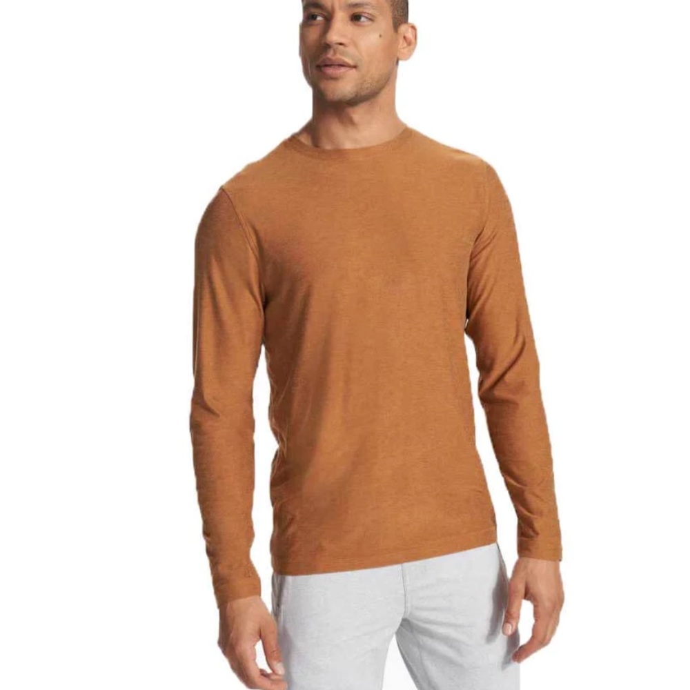 NEW! VUORI mens Long Sleeve Strato Tech Tee autumn Heather MEDIUM